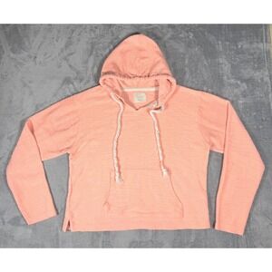 Southern Spirit Womens Large Peach Coral Texture Knit Pullover Hoodie Size Large